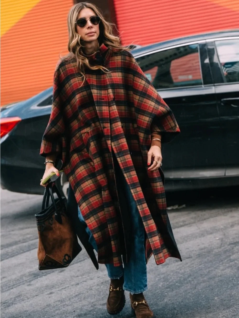 ZARA PLAID WOOL CAPE
